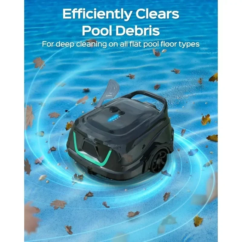 Cordless Robotic Cleaner Automatic Pool Vacuum with 120 Mins Fast Charging Ideal for Above Ground Flat Pools