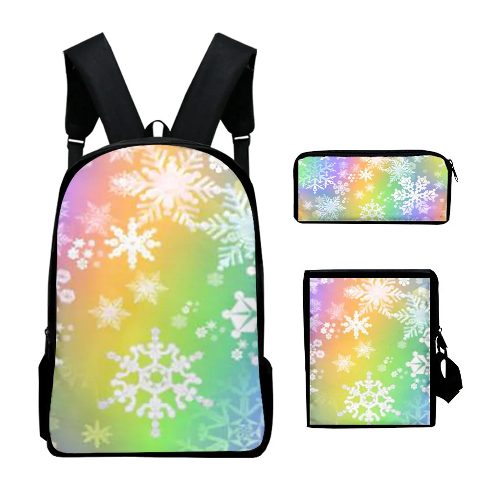 Novità di lusso Buon Natale Stampa 3D 3 pezzi / set Borse da scuola per alunni Zaino per laptop Zaino Borsa a tracolla inclinata Astuccio
