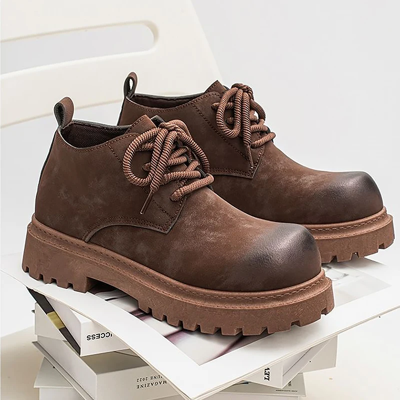 أحذية رجالية جلدية كاجوال خريف 2025 منصة جديدة على الطراز البريطاني زيادة الرأس الكبير أحذية ديربي العصرية ريترو بوتاس هومبر #2