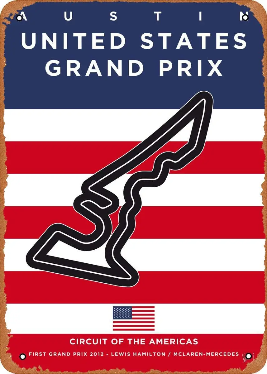 Blechschild im Vintage-Look – Metallschild „My Racetrack Posters My Austin Race Track“ – Schild