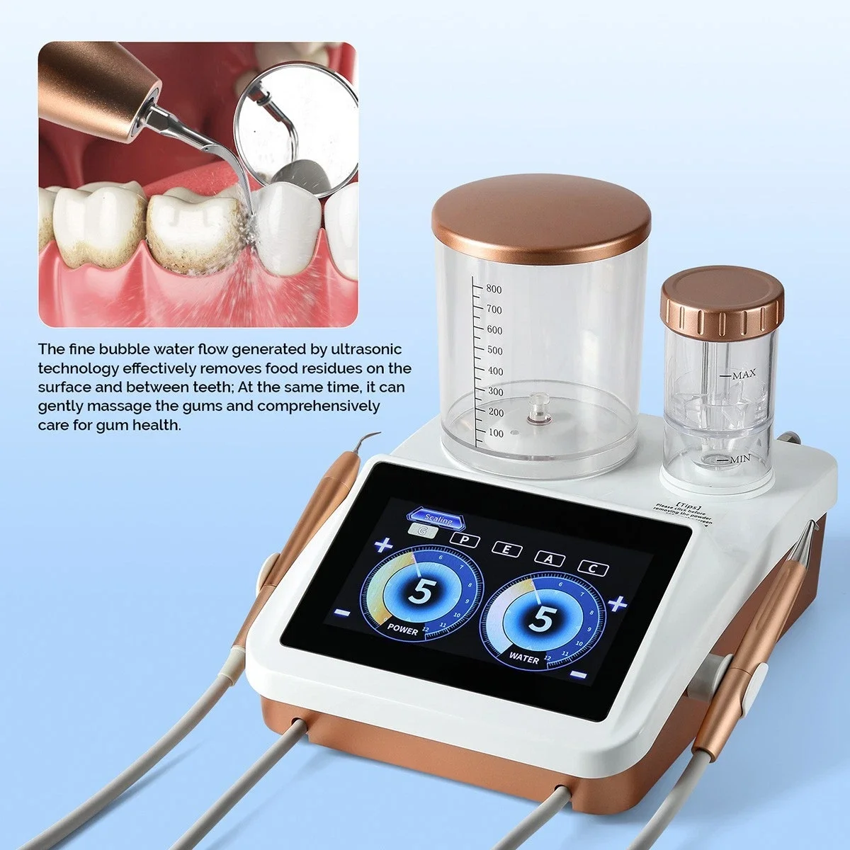 2 IN 1 Dental Ultrasonic Scaler + Air Polisher Perio Therapy System Sandblasting