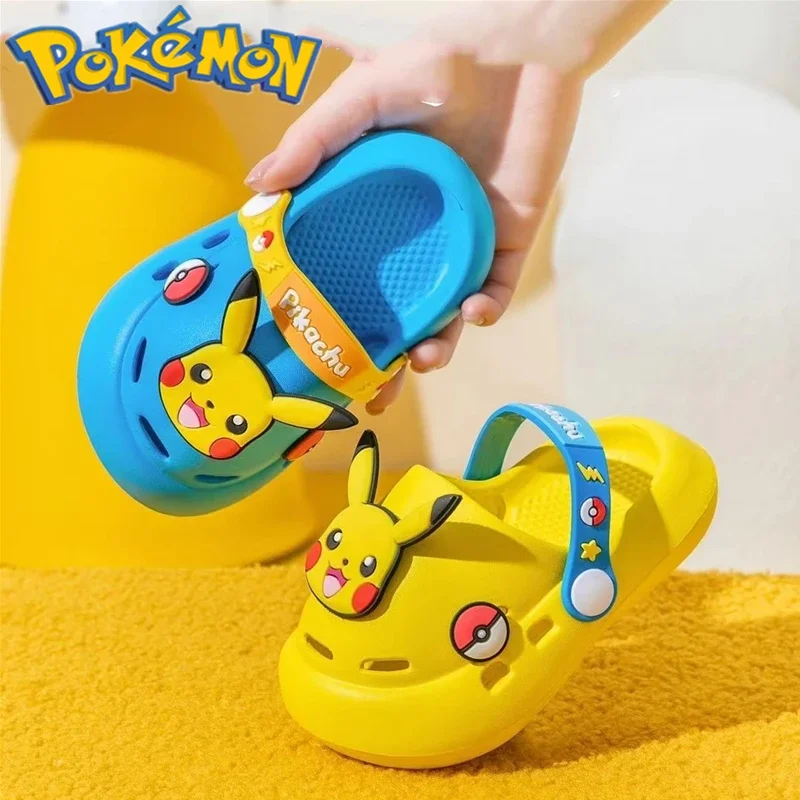 Pokemon Children\'s Slippers Summer Beach Shoes Indoor Non-slip Soft Bottom Kawaii Pikachu Anime Peripheral Toys Birthday Gift