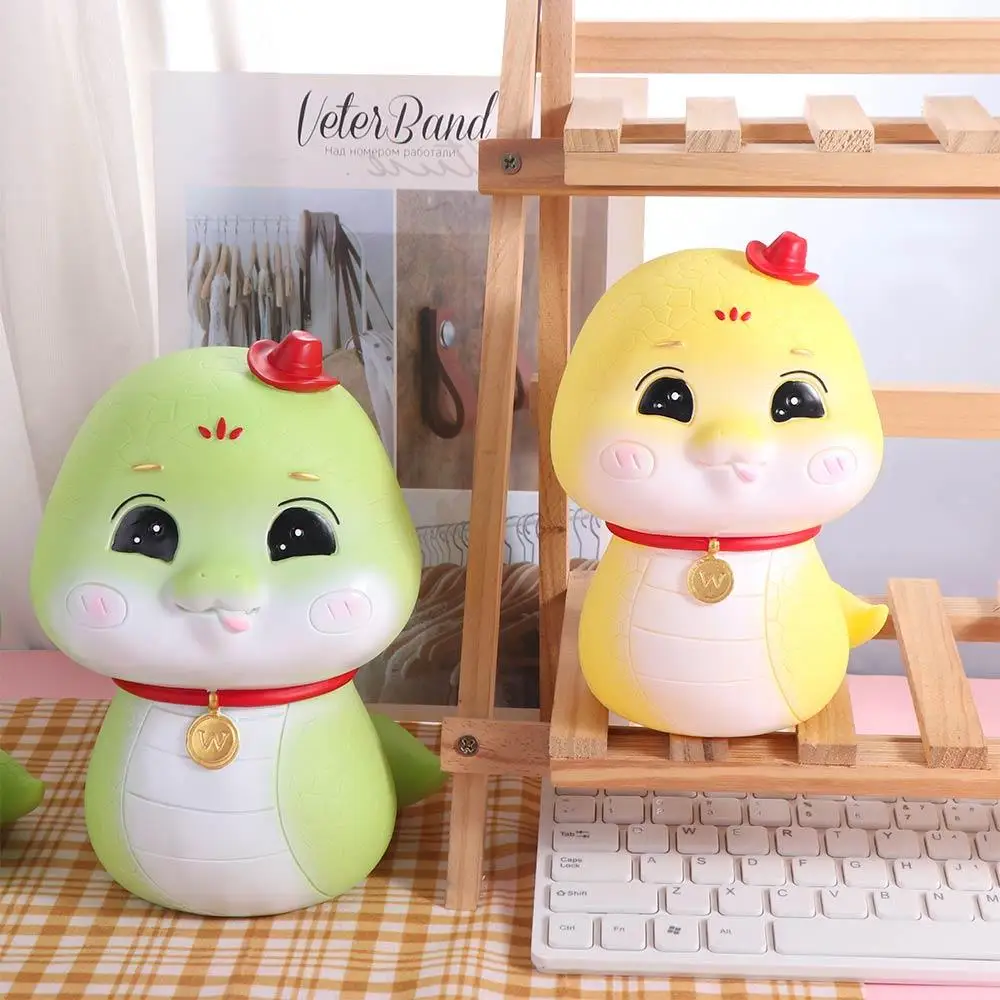 กระปุกออมสินรูปงูจักรราศี ความจุขนาดใหญ่ กล่องเก็บเหรียญแบบพกพา ลายการ์ตูนงู