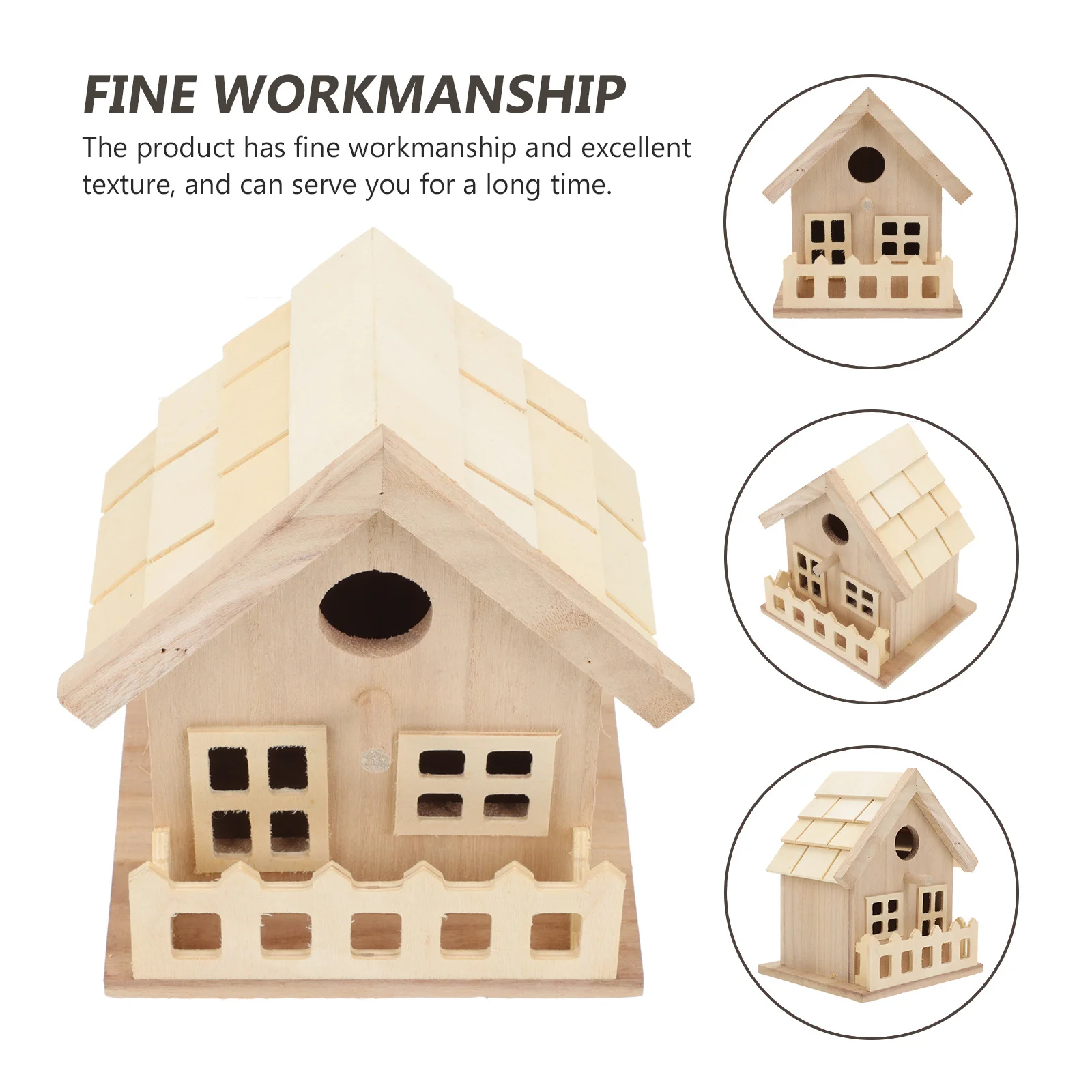 

Exquisite Wooden Bird House for Birds Feeder Outdoor Garden Decor - Hanging Bird Nest House Creative Design Realistic Modeling