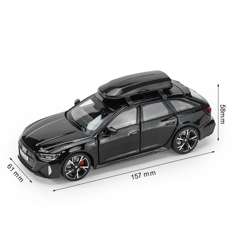 Modelo de coche de juguete en miniatura Audi RS6, juguete fundido a presión, puertas de luz y sonido que se pueden abrir, Colección educativa,