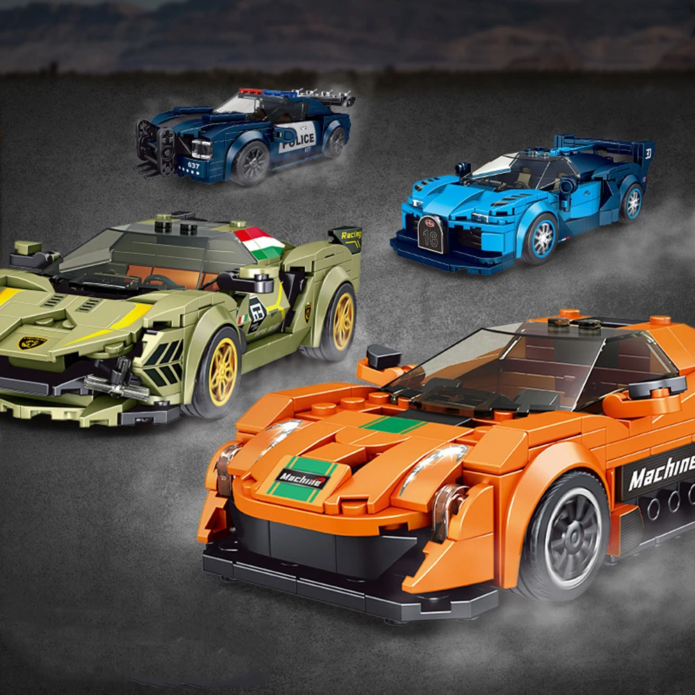 City Racing Sports Car Building Blocks Assembly Model Educational Puzzle Toy for Boys Kids Vehicle Collection Display Gift