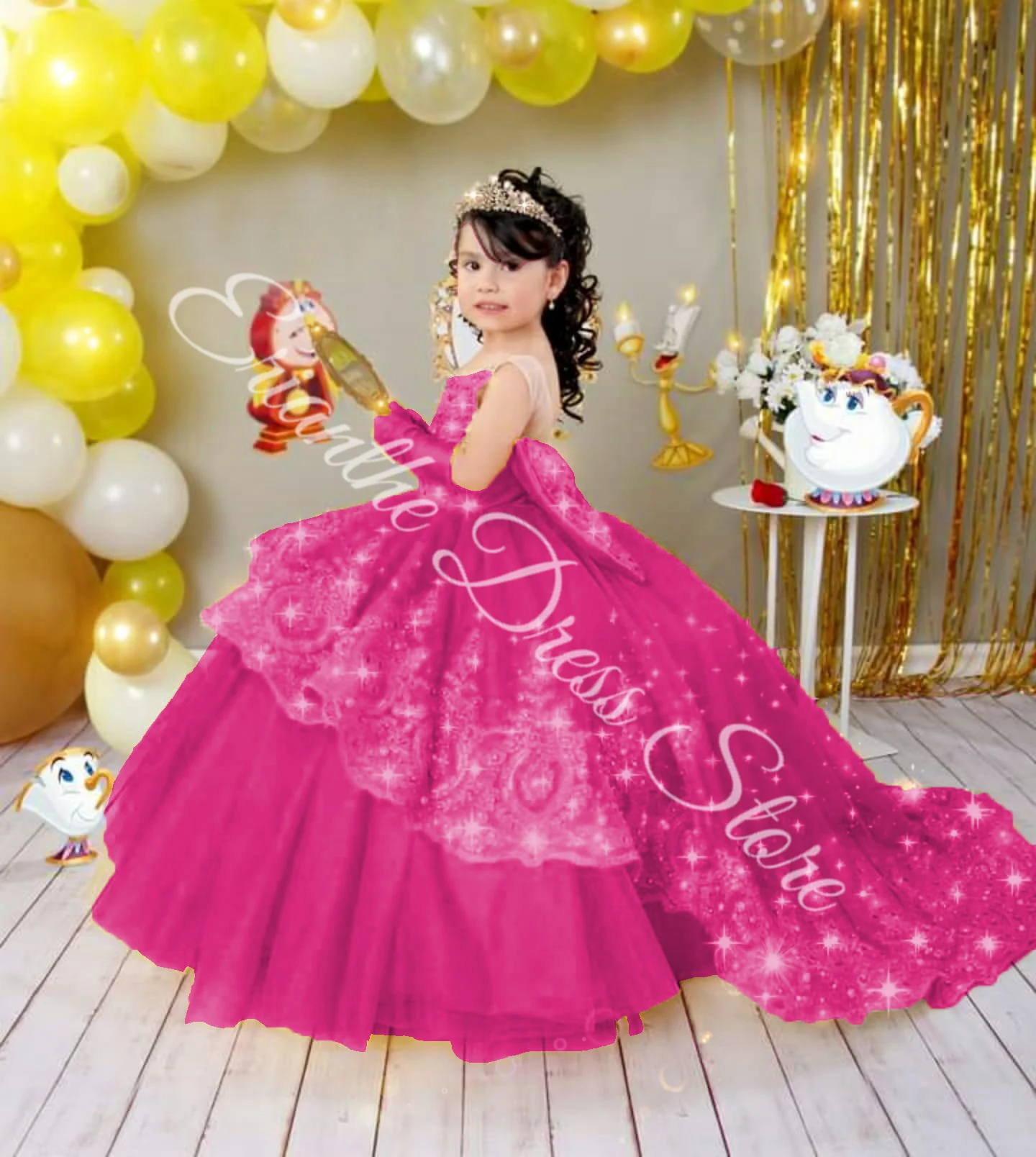 

Custom Flower Girl Dress For Wedding Tulle Puffy Lace Applique Beading Kids Birthday Party First Communion Ball Gowns Customized