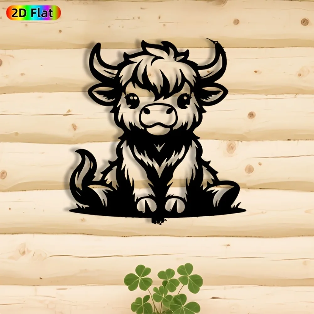 CIFBUY Metal Wall Art Highland Cow Iron Sculpture Unique Animal Decor Classic Home Garden Fence Living Room Decoration