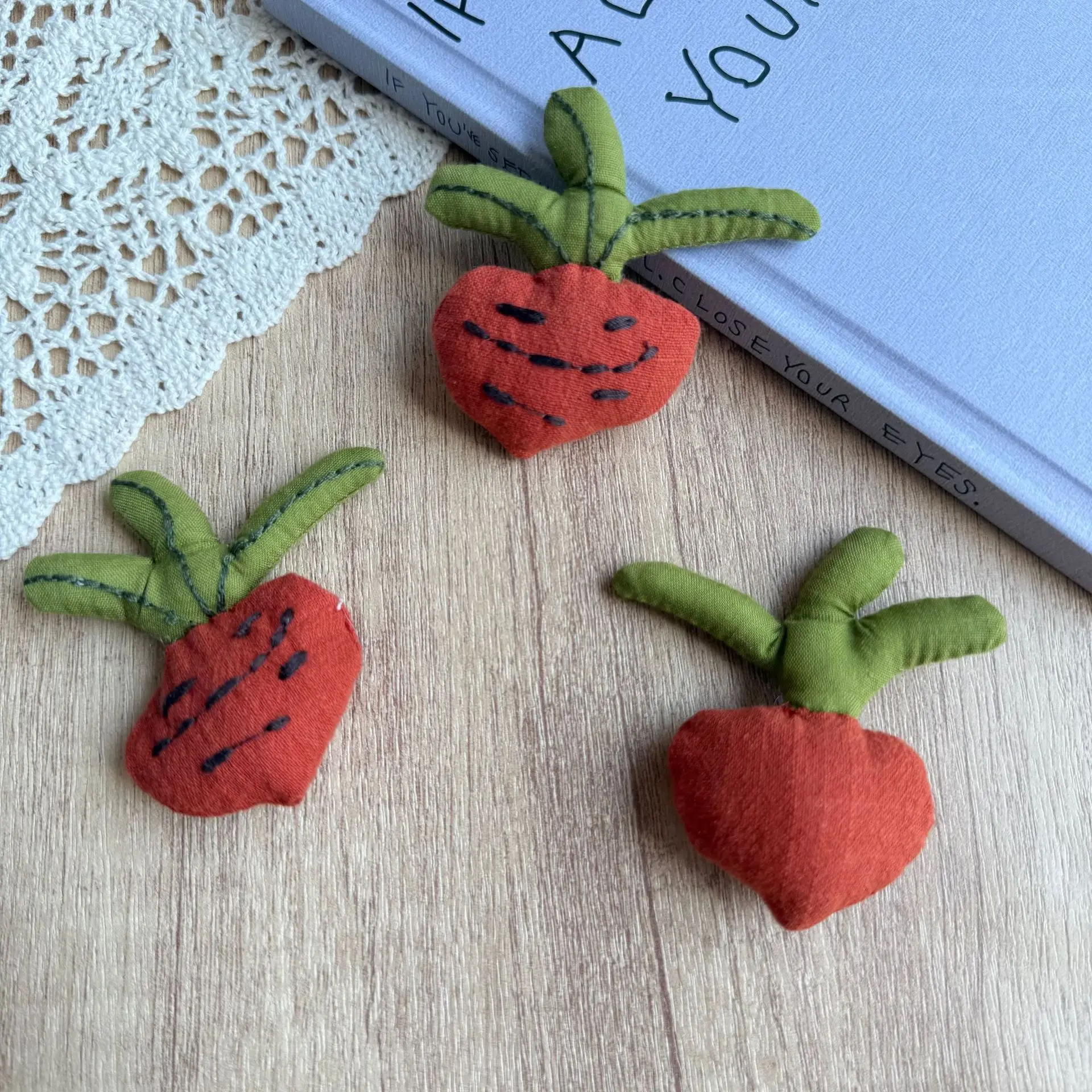 

Embroidered Carrot Stuffed Fabric DIY Accessory Semi Finished for Clothing Shoes Hat Bag Handmade Premium Soft Cute