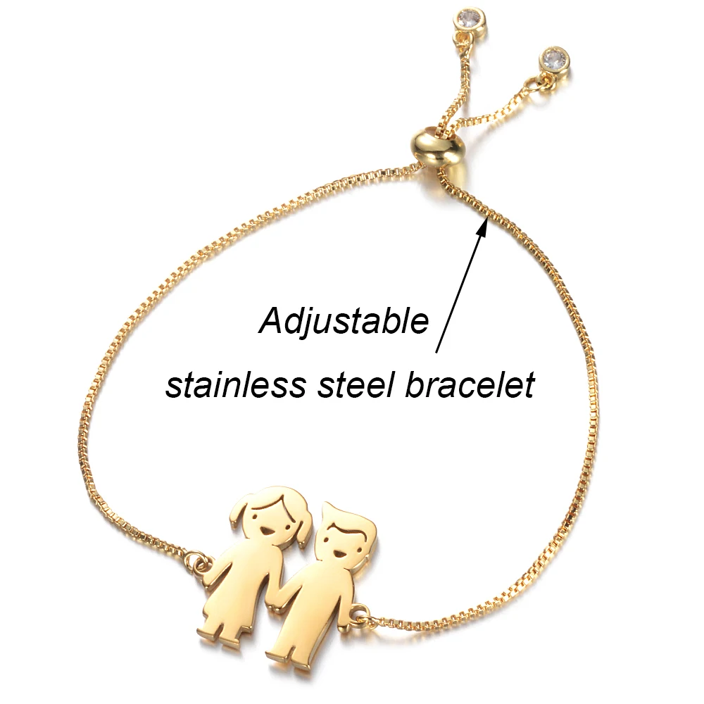 Custom Engraved Names Adjustable Bracelets Boy Girl Children Stainless Steel Jewelry Personalized Family Lover Name Bangle Gifts