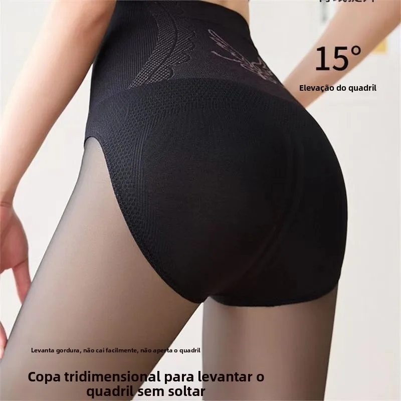 legging-une-piece-taille-haute-effet-ventre-plat-et-rehausseur-de-fesses-leger-et-anti-accroc-avec-chaussettes-motif-fleur-de-fee