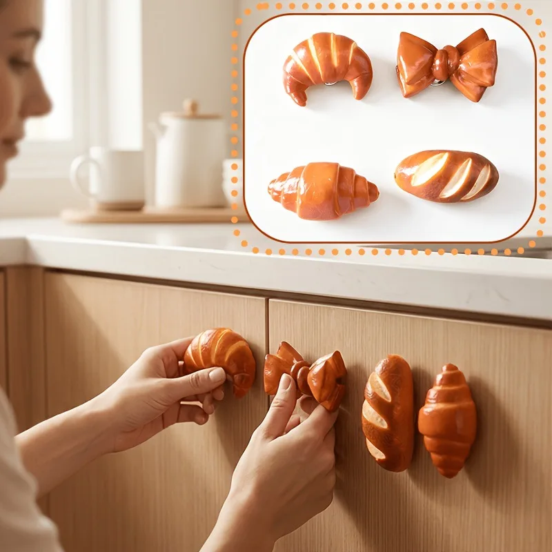 Cute Simulation Bread Drawer Knob Creative Croissant Shape Cabinet Pull Handle Home Decor Ornament
