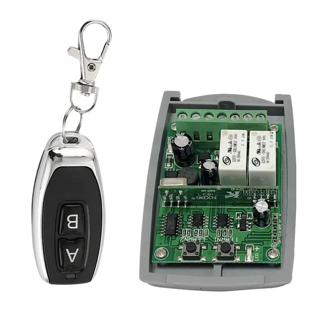 2CH Remote Control Relay Switch Module 12-48V RF Wireless Receiver for Garage Door Home Automation