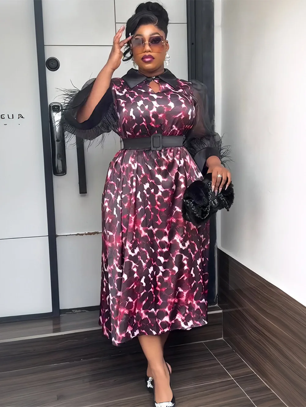 African Clothing African Party Wedding Dresses for Women Autumn Elegant African Long Sleeve V-neck Evening Outfits Dress Robes view 4