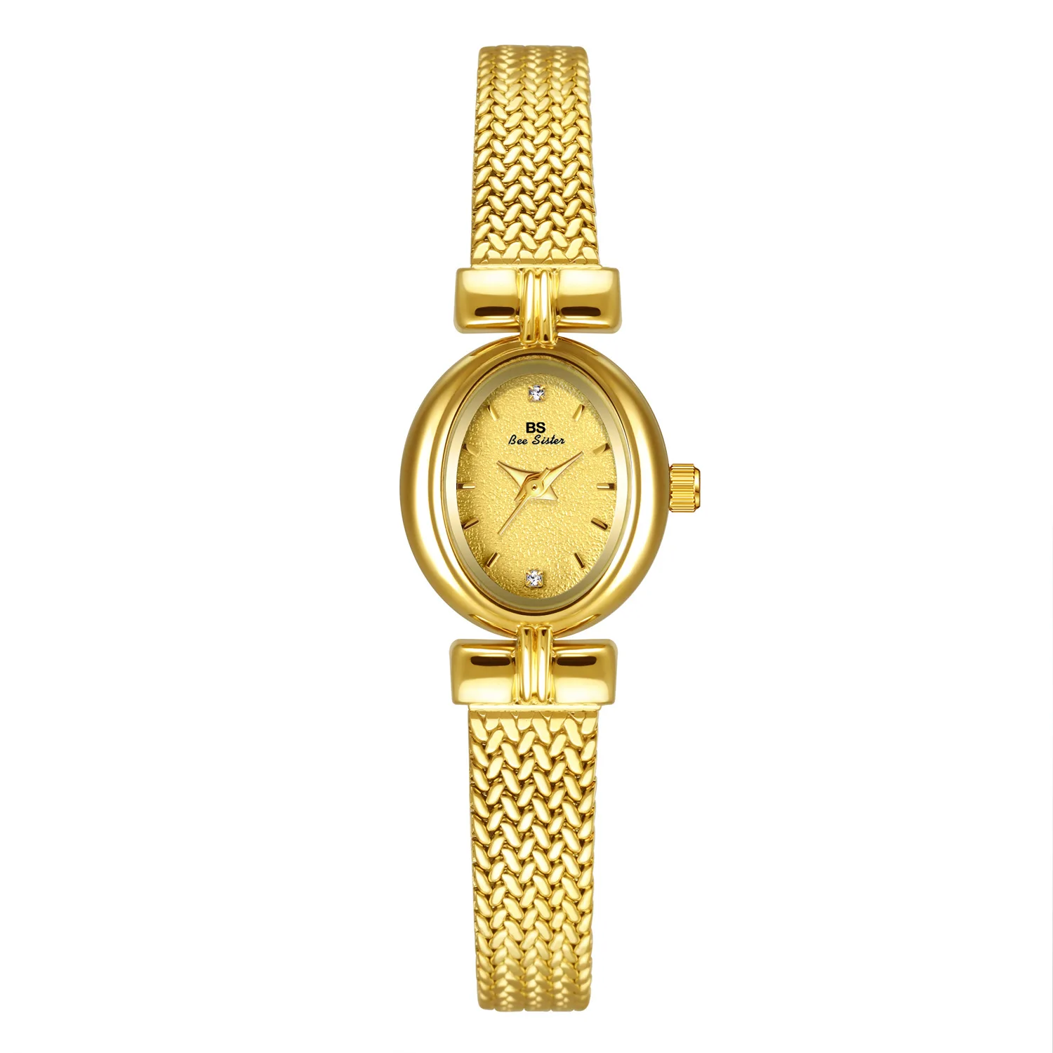 Reloj dorado de lujo para mujer, elegante reloj de pulsera de cuarzo Retro resistente al agua, cinturón de malla, reloj pequeño, nuevo modelo regalo para mujer 2025