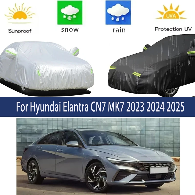 

For Hyundai Elantra CN7 MK7 2023 2024 2025Full Car Covers Outdoor Sun Anti UV Rain Snow Dust Protection Oxford Cloth Accessories
