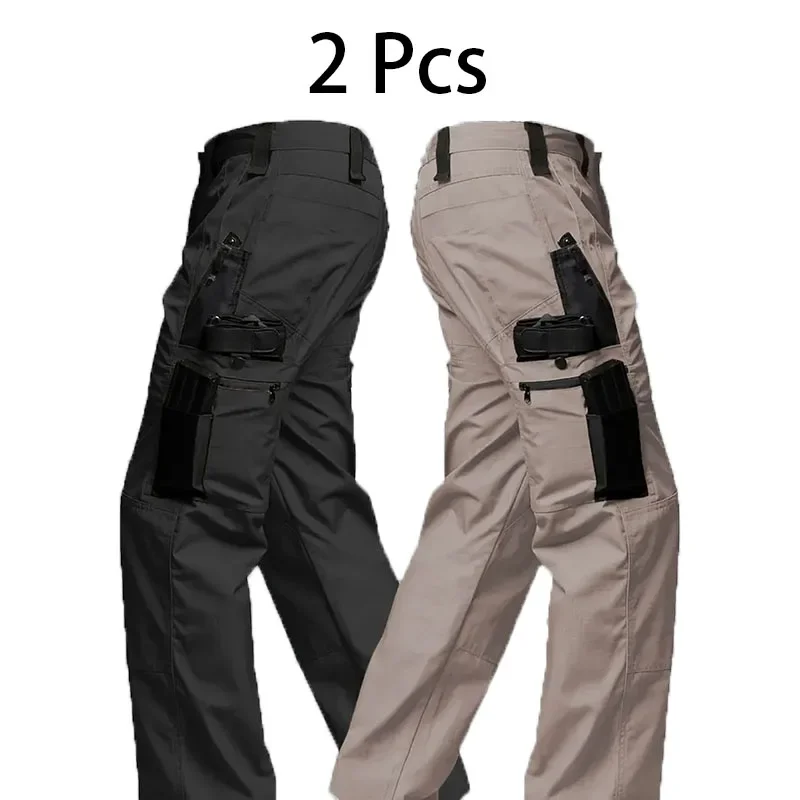 2Pcs Men Tactical Pants Multi-Pockets Training Clothes Military Camo Workwear Pant Outdoor Trousers Combat Pants Men Clothing