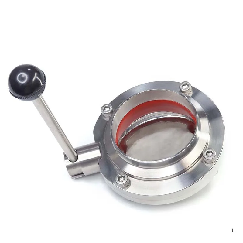 304 Stainless Steel Welded Butterfly Valve Food Grade Butt Welding Manual Fluid Plate Disc Grade Quick