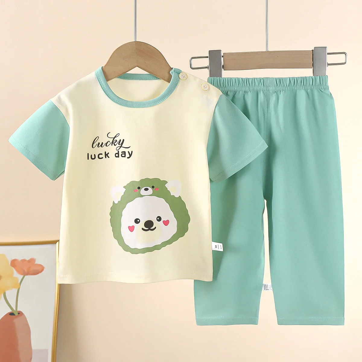 2024 New Children\'s Short-Sleeved Suit Pure Cotton Summer Boys T-shirt Girls Home Clothes Baby Pajamas children\'s clothing