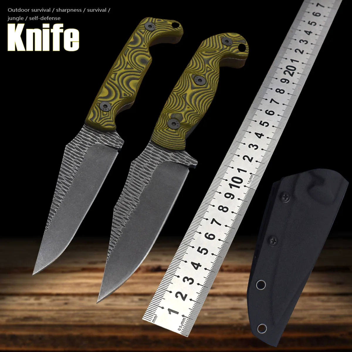 

Портативный острый нож с фиксированным лезвием | Рукоятка G10, цельная, с килевидным профилем | Инструмент для выживания в дикой природе и кемпинга