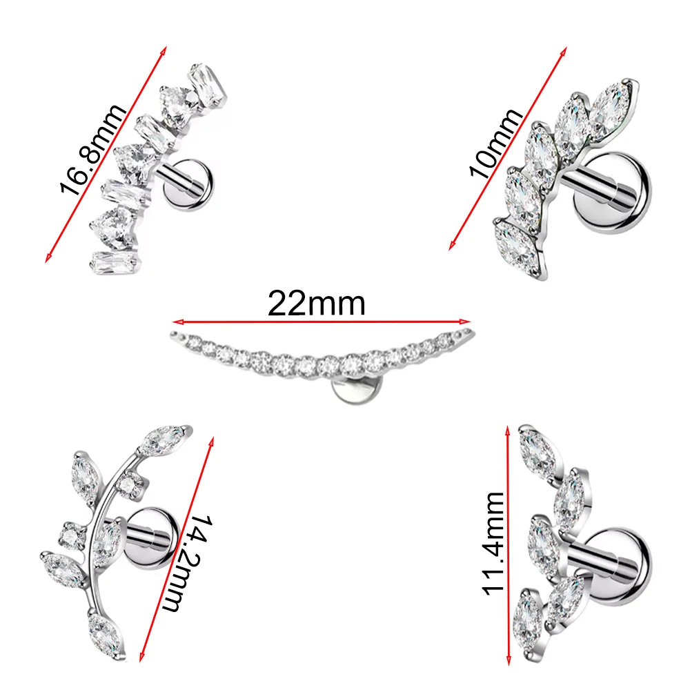 ASTM F136 Ohrknorpel-Ohrstecker aus Titanlegierung, Implantatqualität, Zirkonia, modischer und sexy Unisex-Lippen-Ohrstecker, Körperpiercing-Schmuck – Detail 2