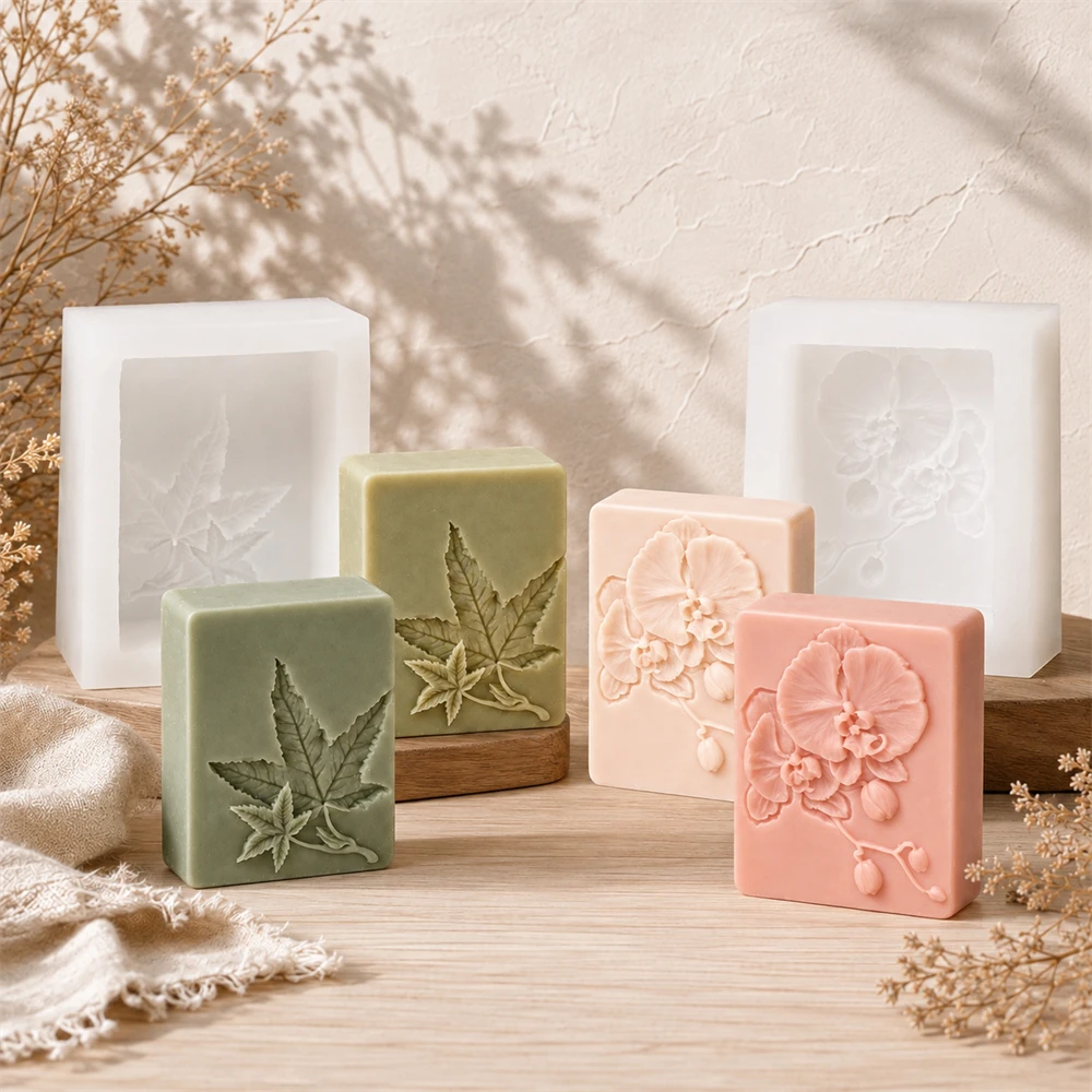 Orchid Phalaenopsis - Embossed Flower Soap Mold Maple Leaf