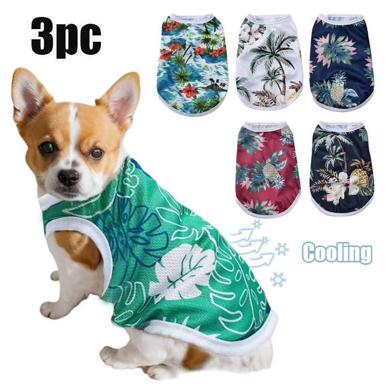 3-teiliges Atmungsaktives Hundekühlwesten-Set für Sommer, Leichte und Weiche Outdoor-Kleidung für Welpen, Katzen, Chihuahua, Yorkie T-Shirt