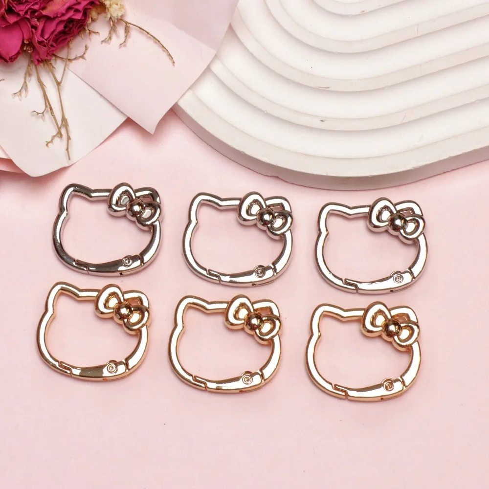 Cute Mini Hello Kitty Zinc Alloy Cute Cat Bow Hanging Buckle  Carabiner Fashion Luggage Toy Doll Decorative Accessories Gifts view 4