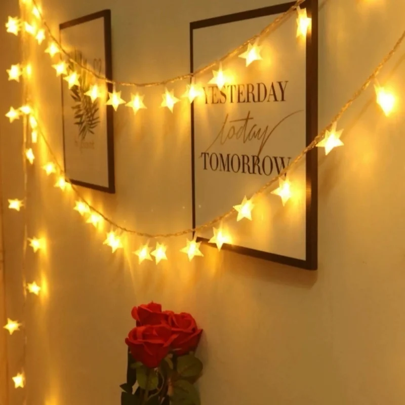 LED Star Fairy String Lights Battery Powered - 1M/3M/6M/10M Garland for Home Indoor Christmas New Year Wedding Novelty Decoratio