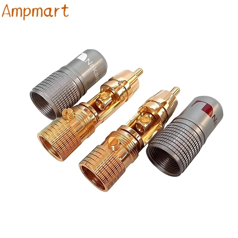 High End Pure Copper Gold Plated Solderless RCA Plug Audio Signal Connector For HIFI Amplifier Cable Wiring view 4