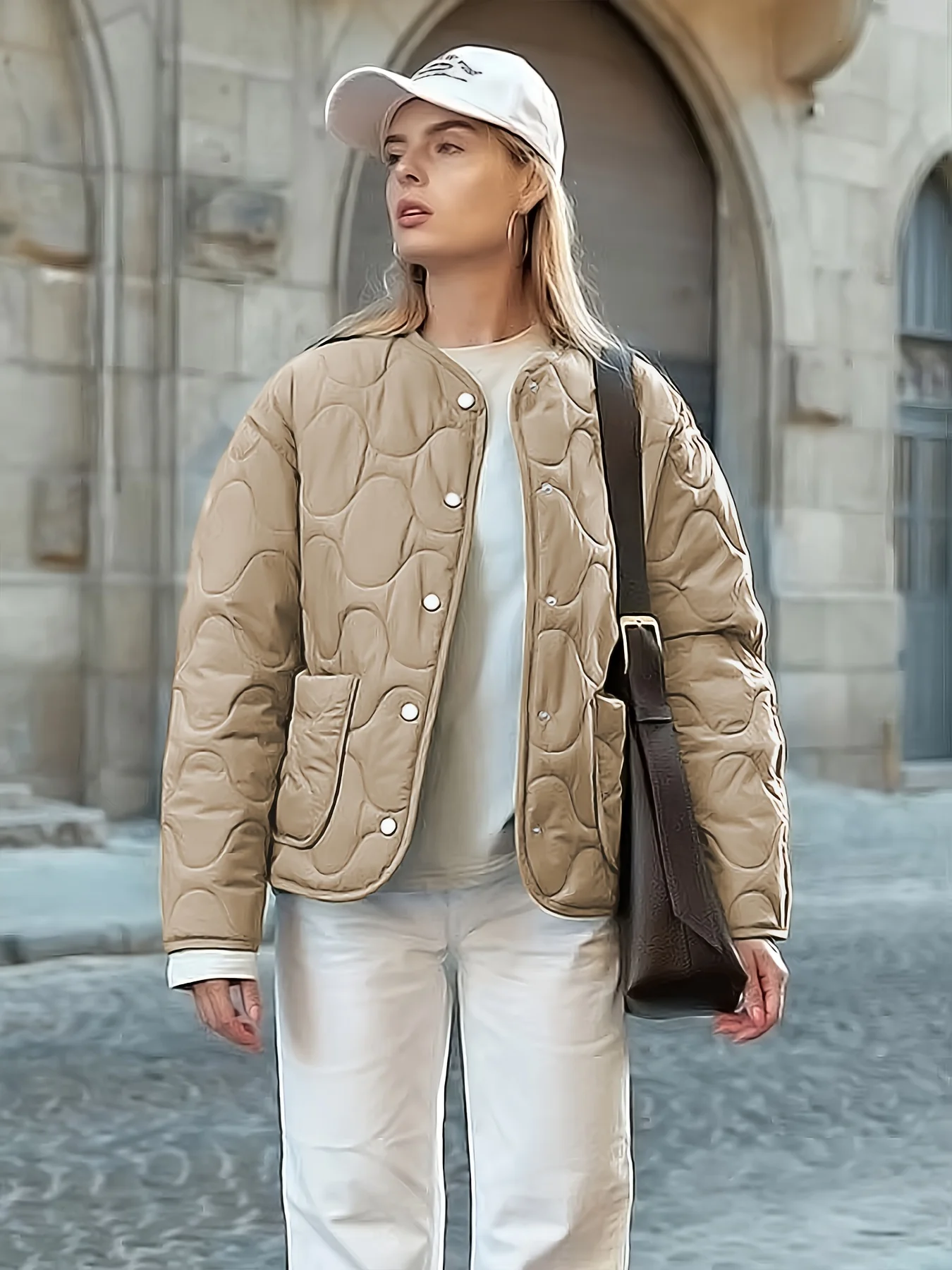 Women quilted light cotton jacket fashion design sense cotton jacket jacket solid color all-match long-sleeved coat