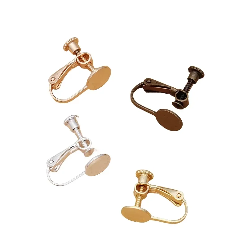 BoYuTe (50 Pieces/Lot) Metal Brass No Pierced Ear Clip with 8mm Blank Base Diy Earring Settings Jewelry Accessories Parts