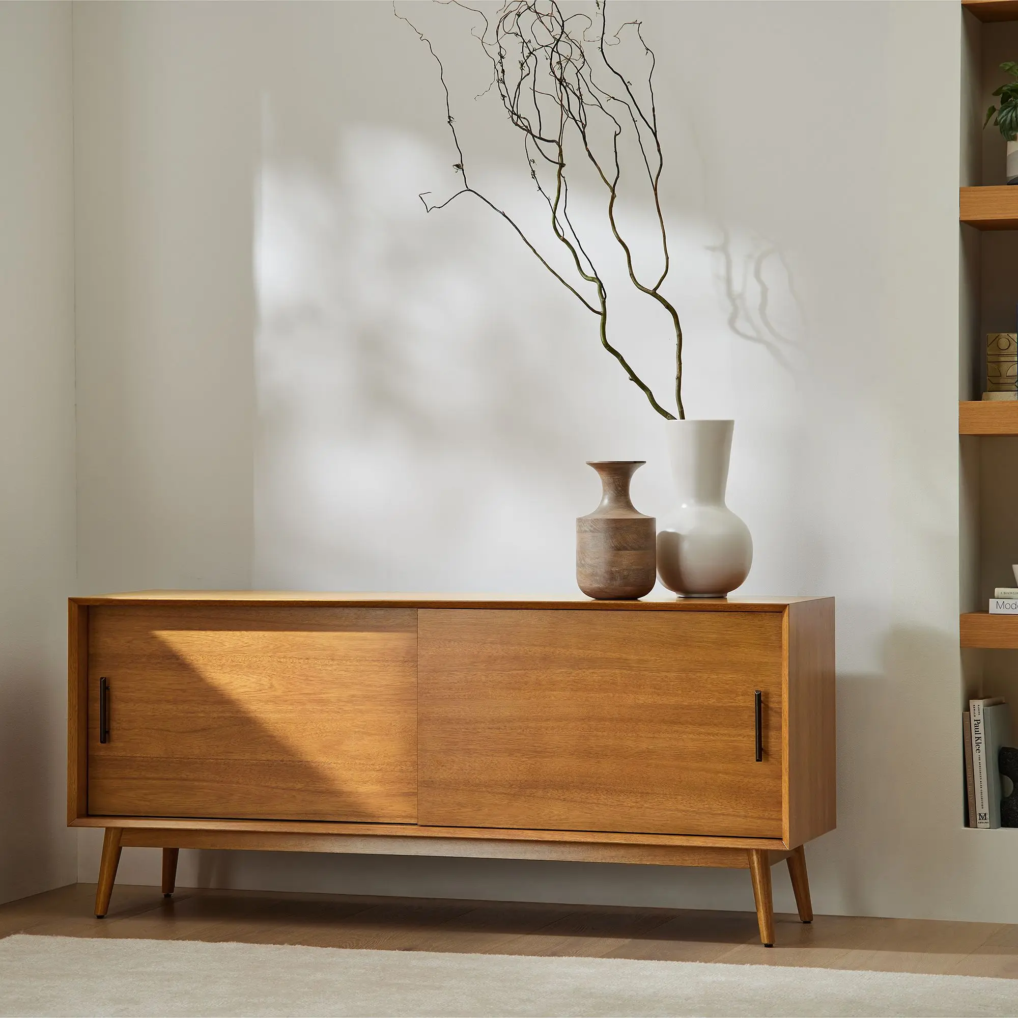 Mid-Century Modular Bookcase Living Room Furniture Storage Office Vintage Bookshelf for Kids