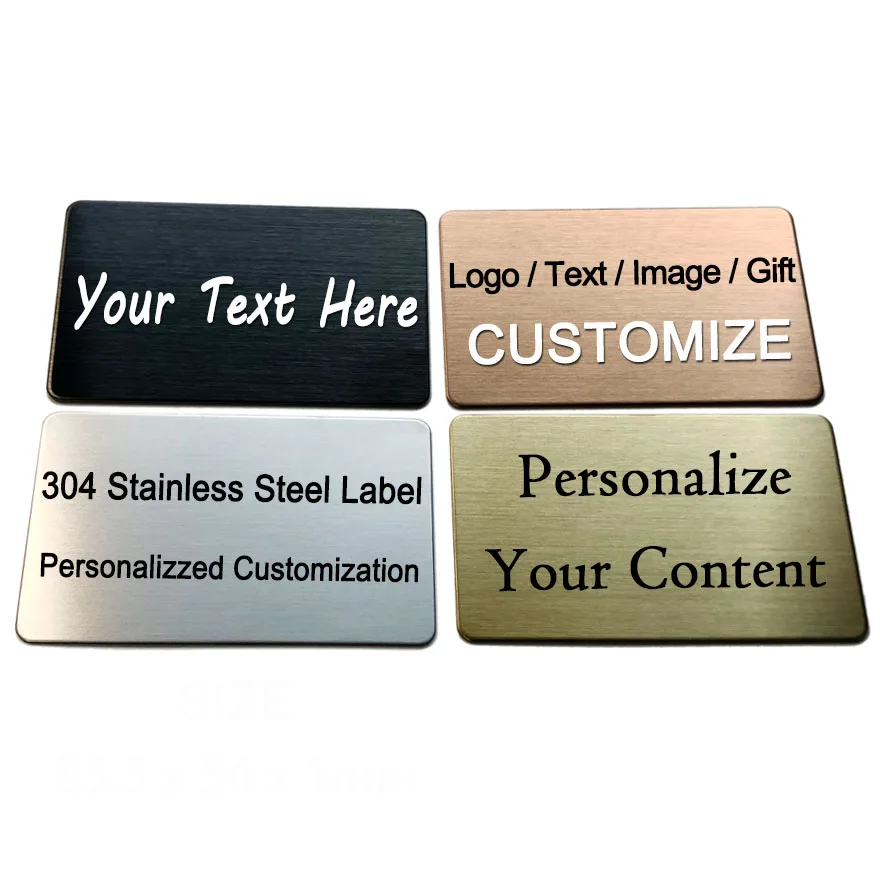 Custom 304 Stainless Steel Metal Business Card Personalized Nameplate Identification Plate Mailbox Logo Badge ID Address Plate