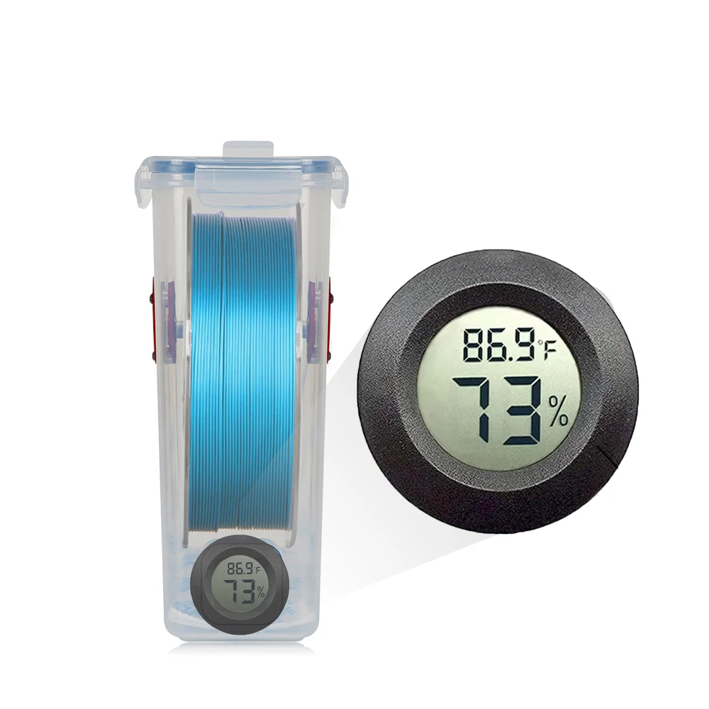 Weißes / Rundes Digitales LCD-Thermometer für Auto, Innenräume, Zigarren- und Weinschränke, Digitales Temperatur- und Feuchtigkeitsmessgerät, Haustier-Acrylbox – Detail 6