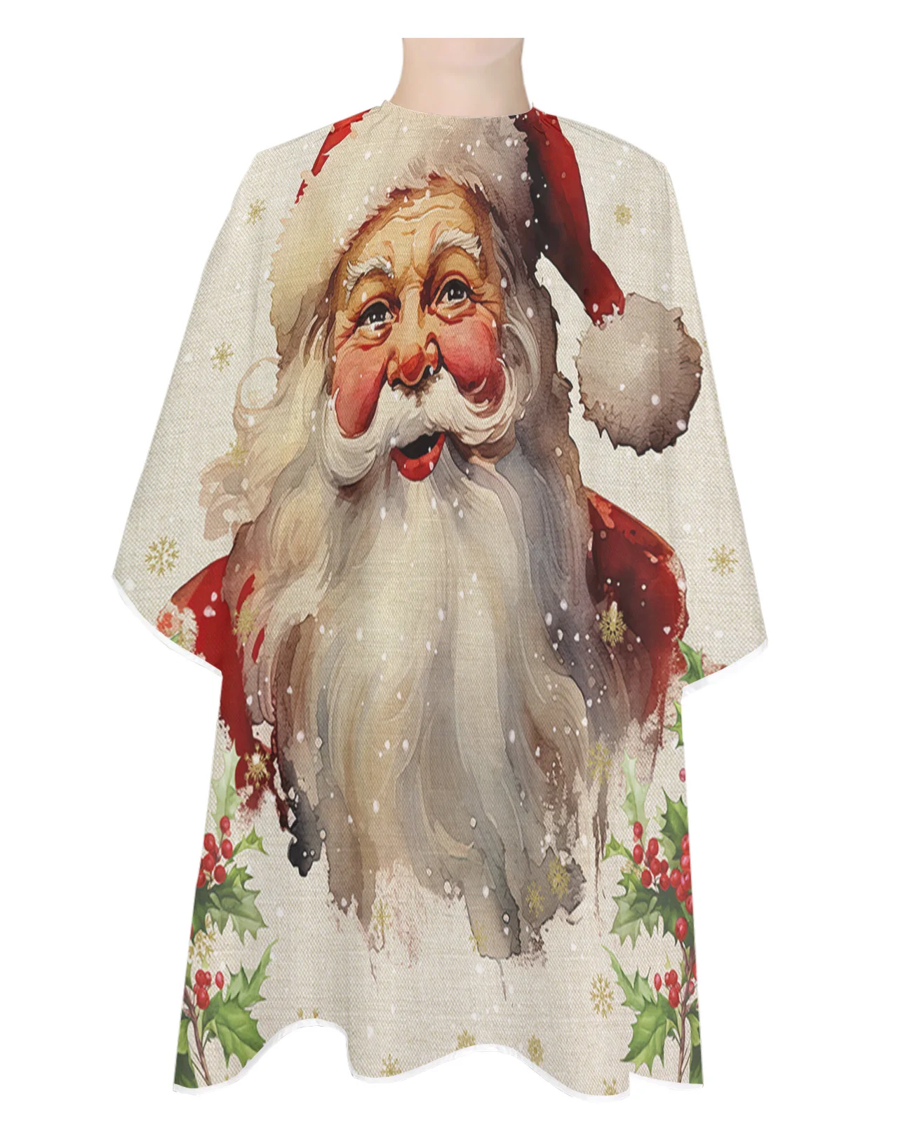 Christmas Santa Claus Snow Berries Barber Apron Waterproof Beauty Salon Hairdressing Apron Hairdresser Cape Apron