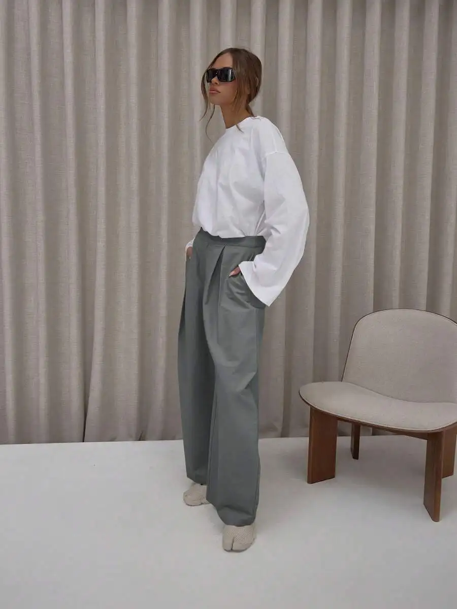 

Pleated Wide Leg Balloon Trousers Casual Streetwear Summer Holiday Pants