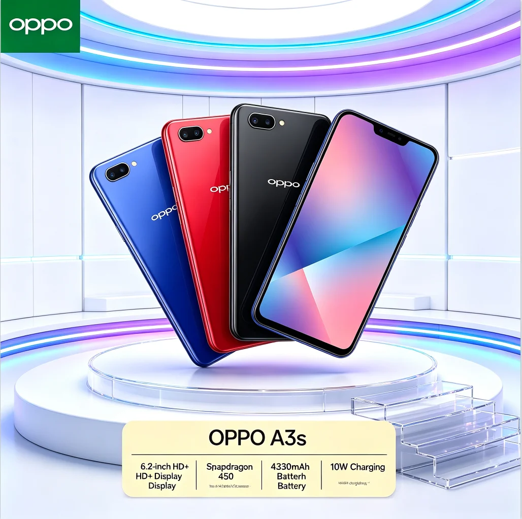 2026New OPPOA3s 8+256GB Dual SIM 5G Smartphone AI Dual Camera 6.2'' HD+ Display Helio P35 Chipset Large Memory Mobile Phone