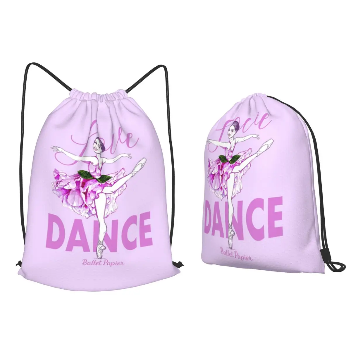 

Love Dance Flower Backpacks Casual Drawstring Bundle Pocket Sports Bag Book Bags for Travel School