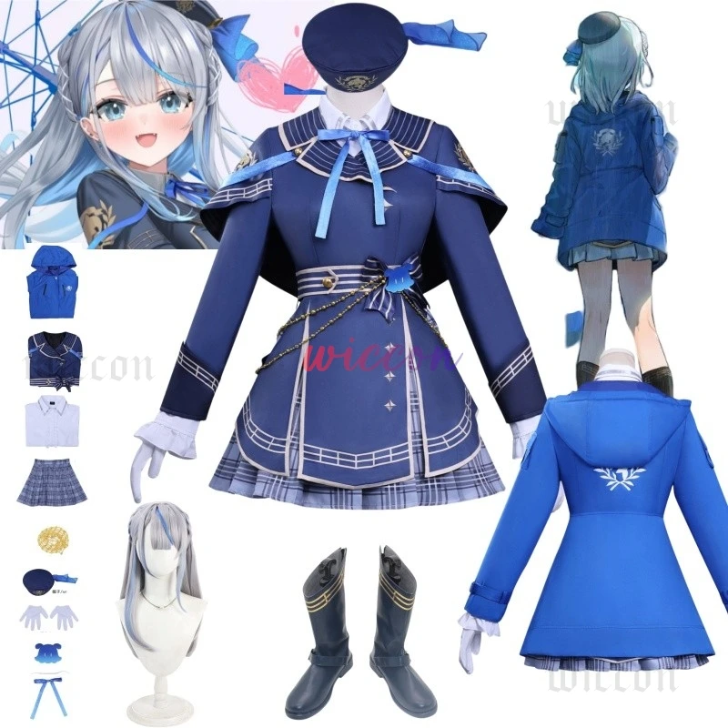 Vtuber Amagai Ruka Косплей Костюм Парик Пальто Платье Юбка Женский Костюм Парик Обувь Полный Комплект Хэллоуин Карнавальная Вечеринка Для Женщин