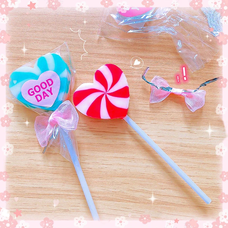 Cute Love Shape Candy Rubber Lápis Borrachas, Estudante Kawaii, Artigos de papelaria estética, Scool Office Supplies, Presente infantil