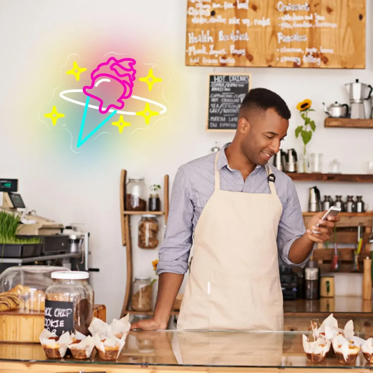 Ice Cream Neon Signs LED Neon Light Sign Light Up Neon Signs Wall Decor for Game Room Man Cave Bar Decor Store Club