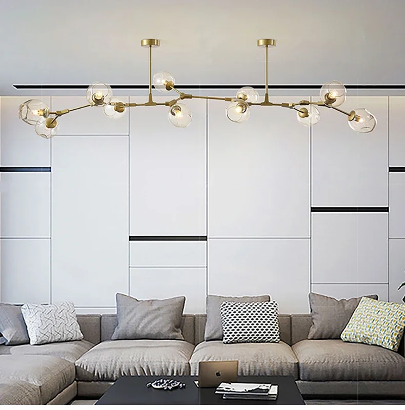 

SANDYHA Nordic Glass Pendant Lamp Creative Molecular Design LED Chandelier for Living Room Dining Room Bedroom Villa Lighting