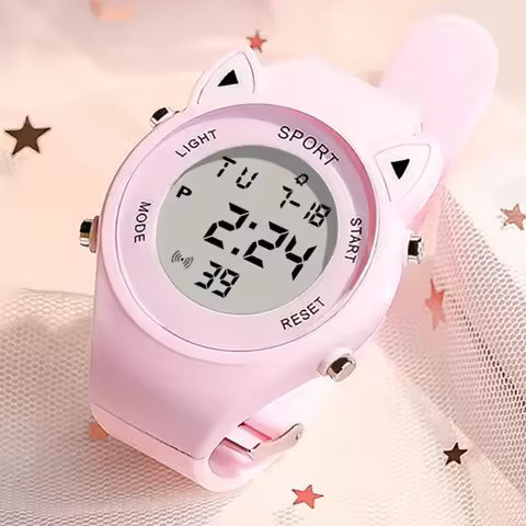 Children Student Electronic Watches for Girls and Boys Cute Cat Ear Digital Sport LED Simple Electronic Wrist Watch Kids Relogio