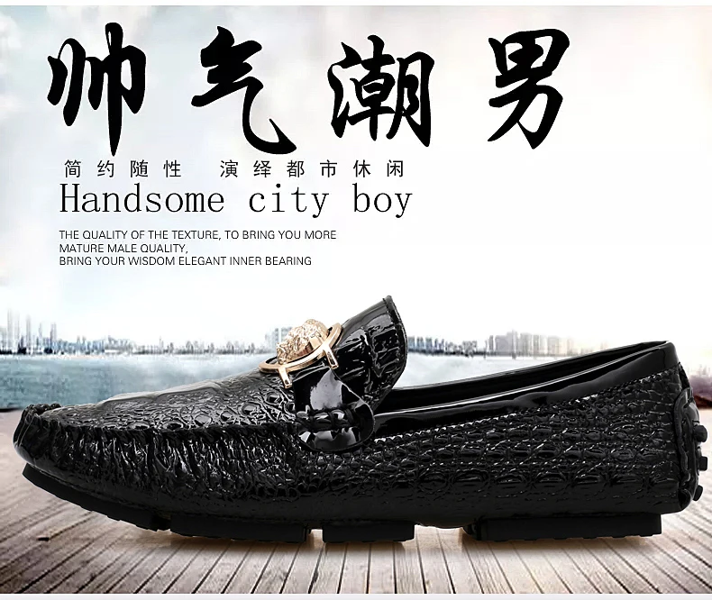 Herren-Slipper mit Krokodilmuster, Frühling/Sommer 2025, Britischer Stil, Glänzendes Leder, Lässige Loafer, Handgefertigt – Detail 10