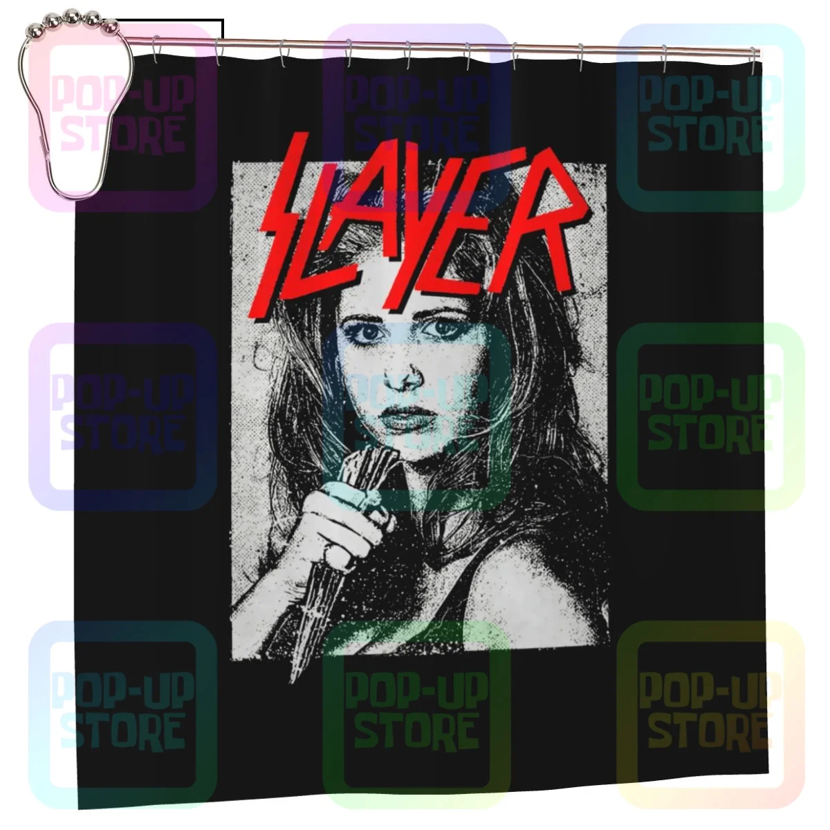 Slayer Buffy The Vampire Slayer Funny Parody Shower Curtain Bathroom Curtain Modern Polyester Waterproof Fabric