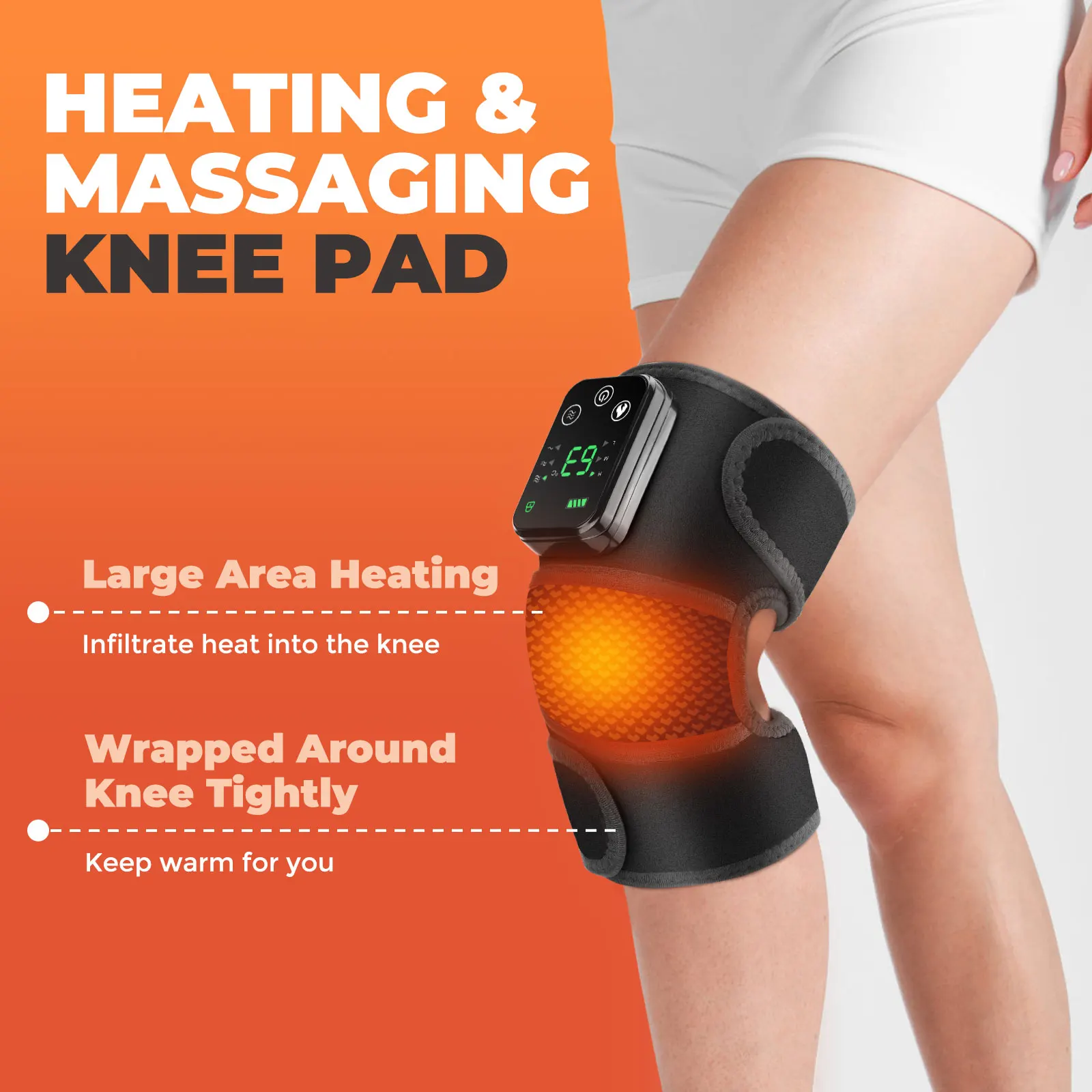 3 in 1 Heating Shoulder Massager Cordless Massaging Knee Pads Elbow Shoulder Knee Brace Wrap Discomfort Relief