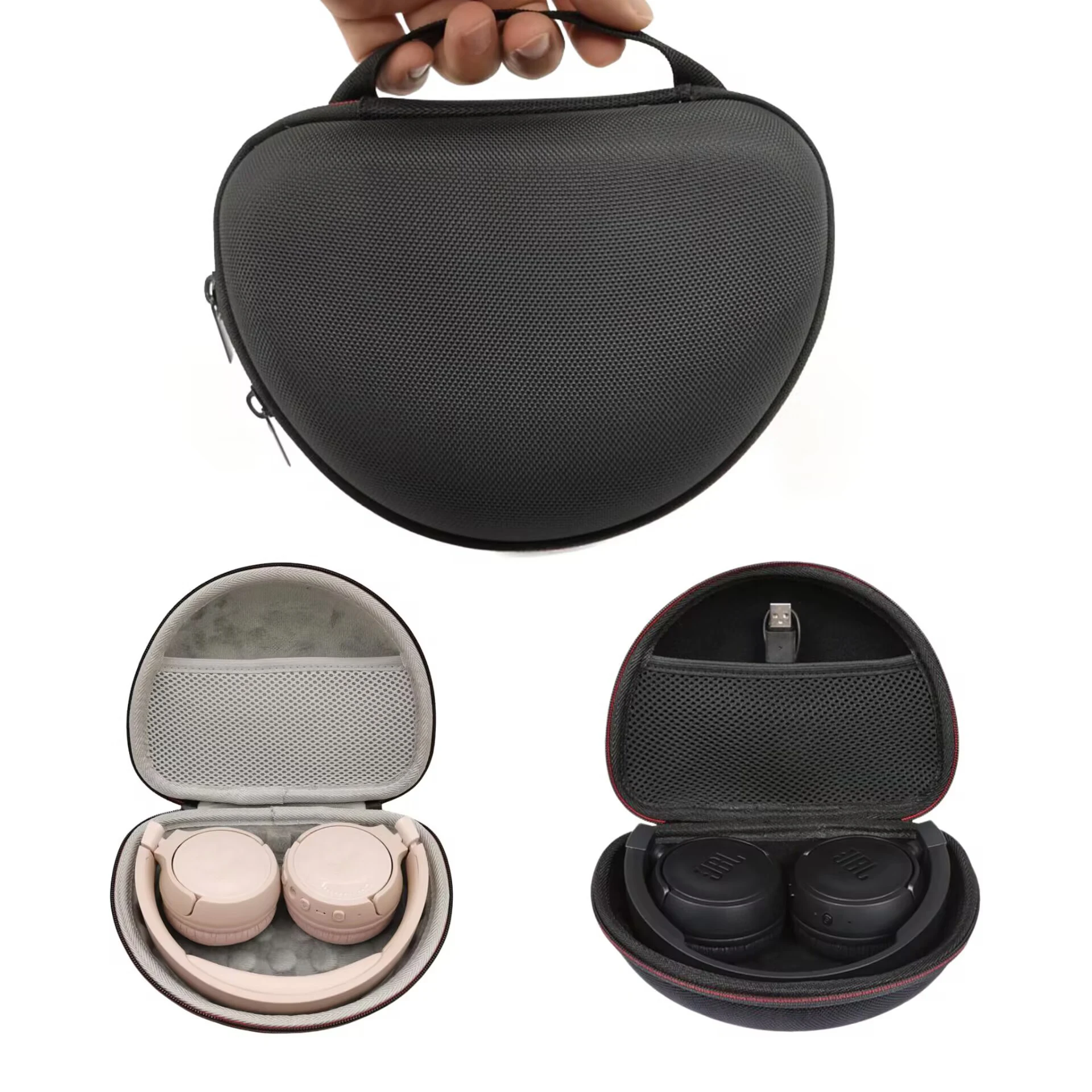 Hard Storage Case for JBL JR310BT/Tune 600BTNC/660NC/500 Shockproof Headphone Carrying Case - Black+Grey Lining - view 6