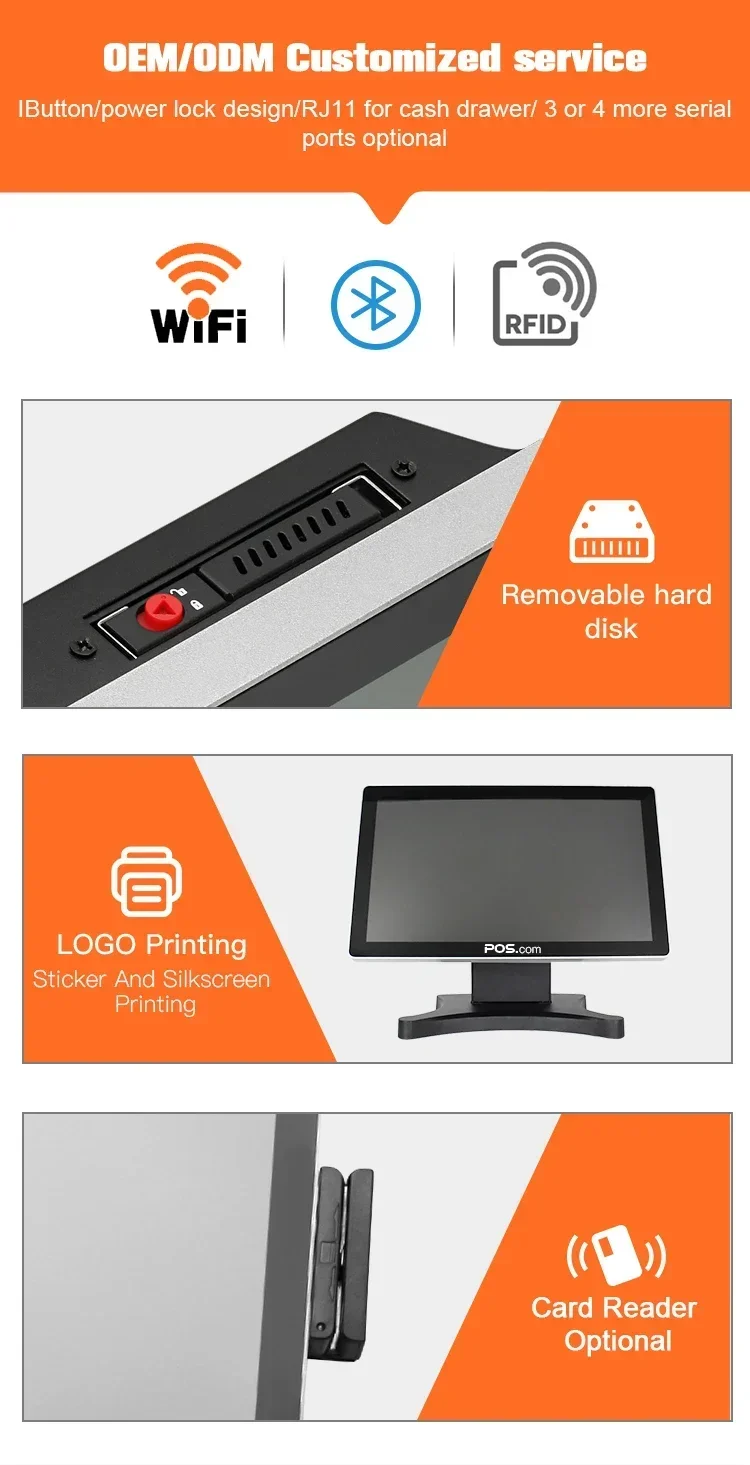 Sistemas pos únicos de 15.6 polegadas j1900/4g/64g com leitor de cartão de impressora de 58mm gaveta de dinheiro scanner de código de barras máquina de caixa sistema pos