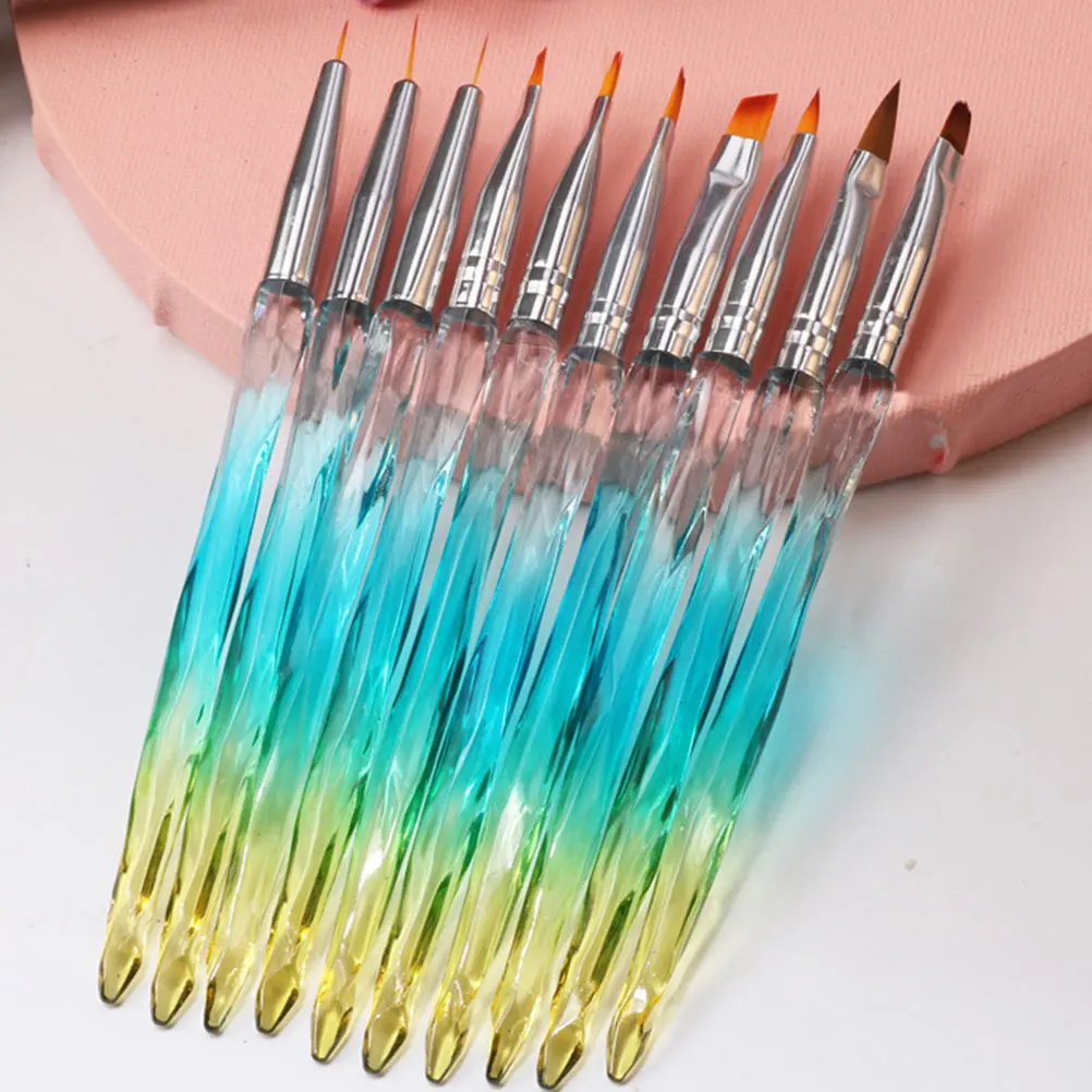 

10 Pcs Nail Art Brush Detail Paint Pen for DIY Artificial Nails Tools Crystal Thin Tip Pattern Line Flower Design Safe Quality